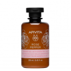 Gel de ducha Apivita Rose Pepper con aceites esenciales, 250 ml.