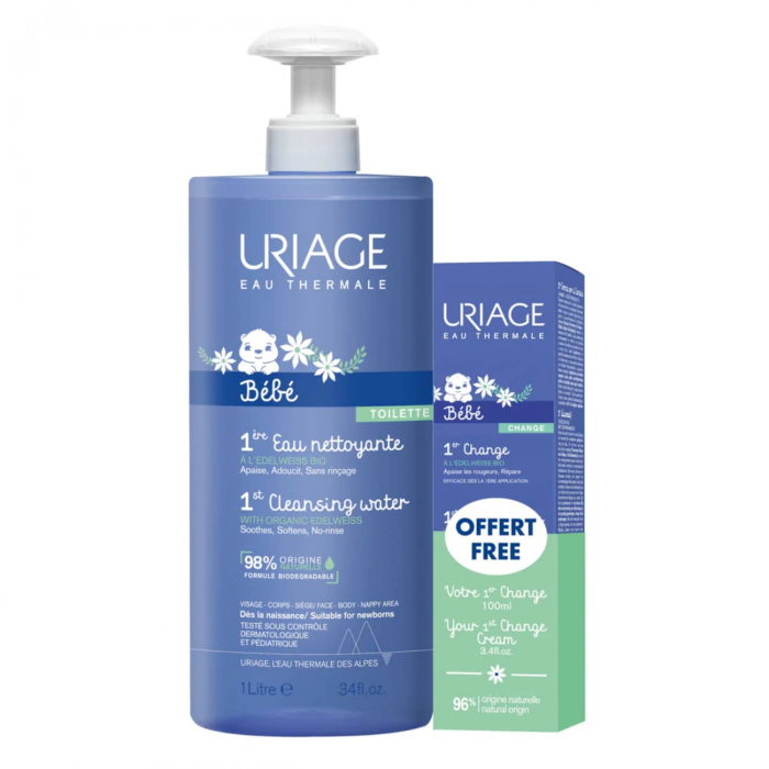 Uriage Baby 1st Cleansing Water + 1st Change Cream Gift Set
