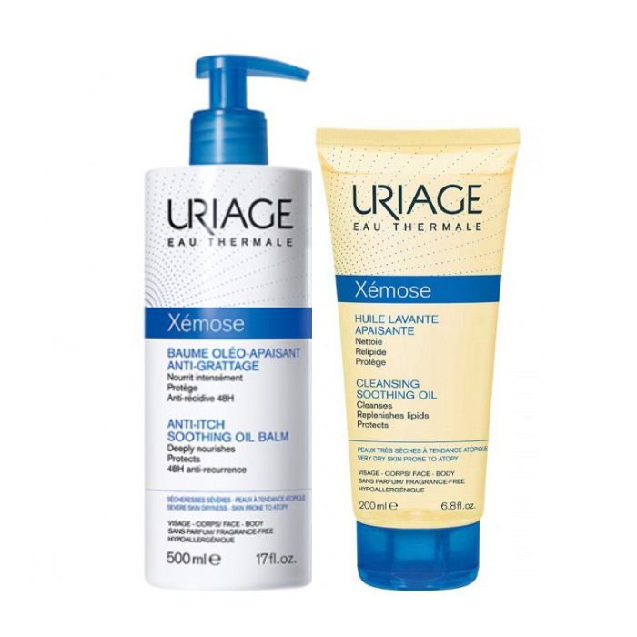 Uriage Xémose Kit Anti-Itch Soothing Oil Balm + Cleansing Soothing Oil
