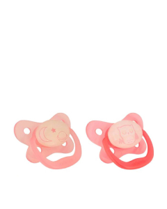 Chupete de silicona que brilla en la oscuridad del Dr. Brown, rosa, 6-18 meses, 2 unidades.