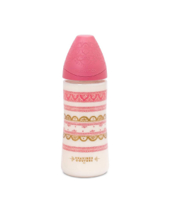 Biberón de silicona Suavinex Haute Couture rosa 4M+ 360 ml