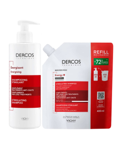 Dercos Energy+ Stimulating Anti-Hair Loss Shampoo 390ml + Refill 400ml