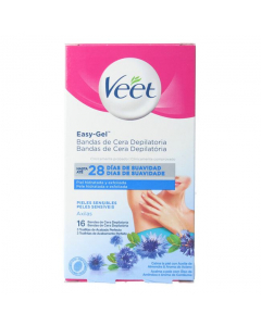 Veet Easy Gel Wax Strips Sensitive Skin Underarm x16