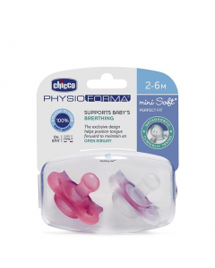 Chicco Physio Forma Mini Soft Silicone Pacifier 2-6M Pink 2pcs