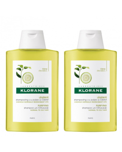 Klorane Duo Purifying Shampoo with Citrus Pulp 2x400ml