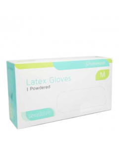 Rubbergold Sensitive Latex Gloves with Powder Size M 100pcs