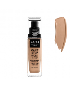 NYX Can&#39;t Stop Won&#39;t Stop Base de maquillaje de cobertura total Buff medio 30 ml