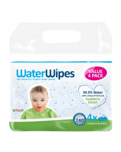 WaterWipes Soapberry Pack Cleaning Wipes 4x60 wipes